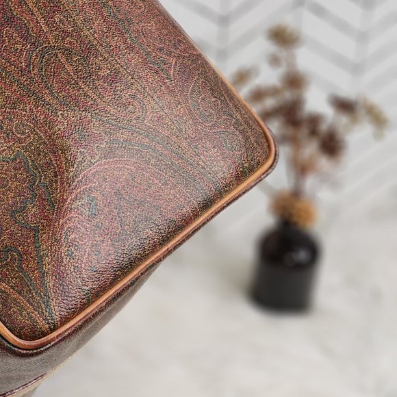 Authentic pre-owned Etro Bordeaux Paisley Boston Bag - Picture 9 of 16